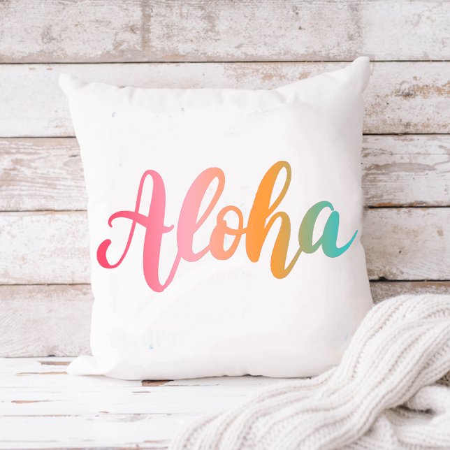 Aloha Hawaiian Tropical Typography Beach Cushion (Creator Uploaded)