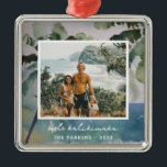 Aloha Hawaiian Watercolor Metal Tree Decoration<br><div class="desc">Hawaiian watercolor design with personalised name and photo design that is easy to customise.</div>