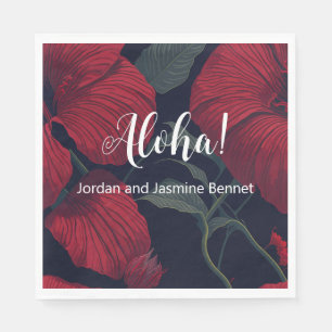 Aloha Hawaiian Wedding Red Hibiscus Napkin