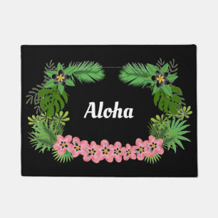 Aloha Hawaiian Welcome Tropical Flowers Design Doormat