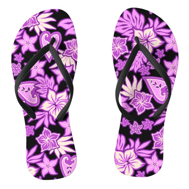 Aloha Heart Hawaiian Hibiscus Tropical Jandals (Footbed)