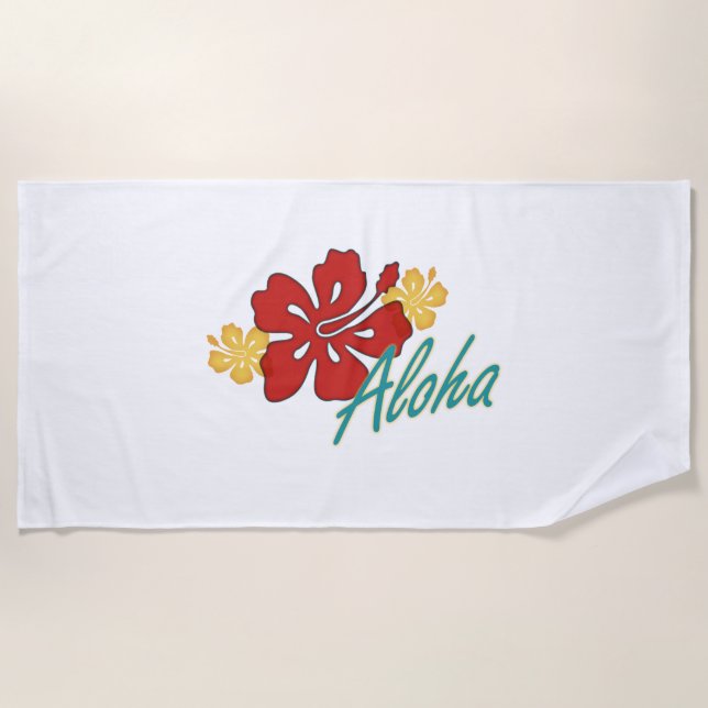 Aloha Hibiscus Beach Towel (Front)