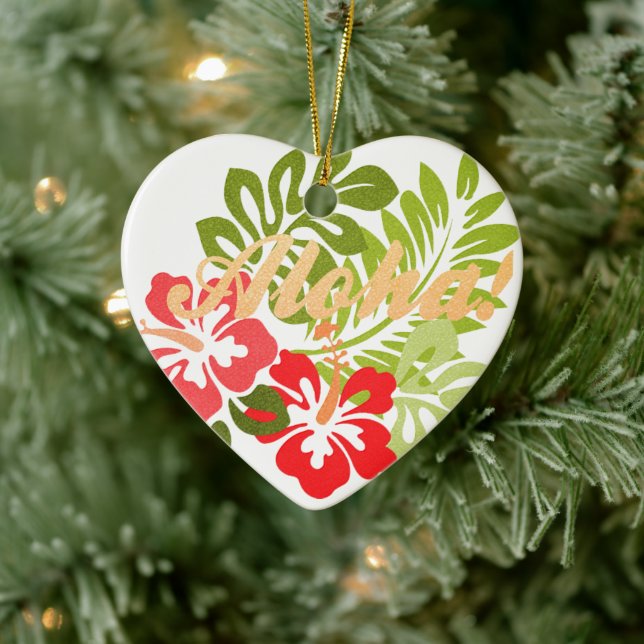 Aloha Hibiscus Ceramic Tree Decoration (Tree)