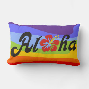 Aloha Hibiscus - flat Hawaii design + your ideas Lumbar Cushion