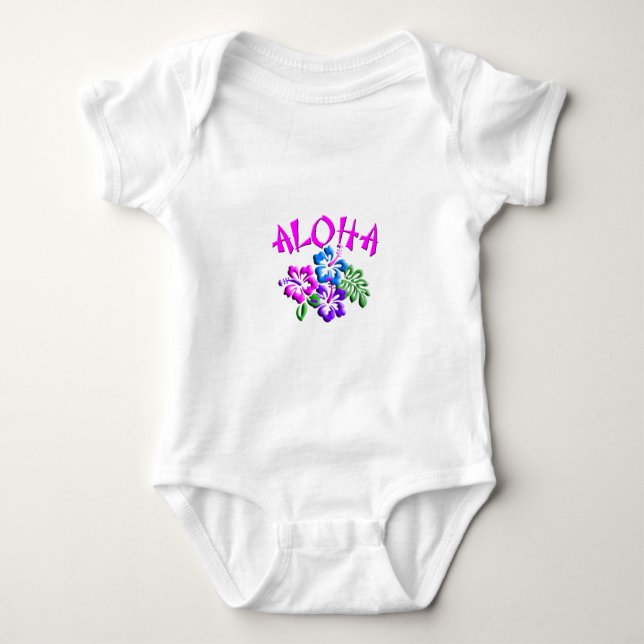 Aloha Hibiscus T-Shirt Logo Baby Bodysuit (Front)