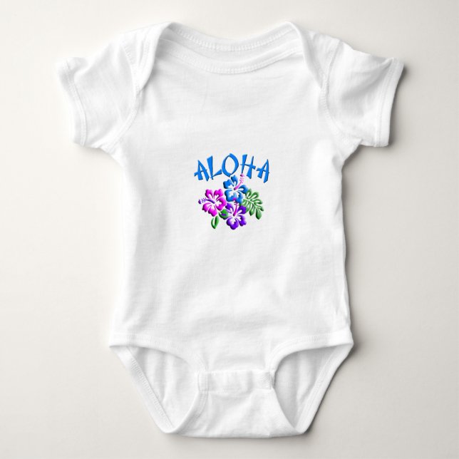 Aloha Hibiscus T-Shirt Logo Baby Bodysuit (Front)