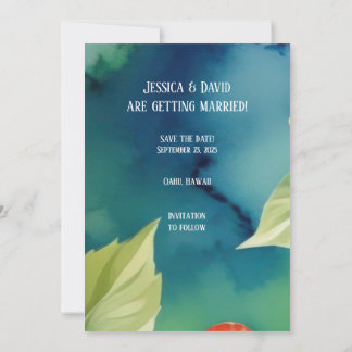 Aloha Hibiscus Tropical Watercolor Floral Wedding Save The Date
