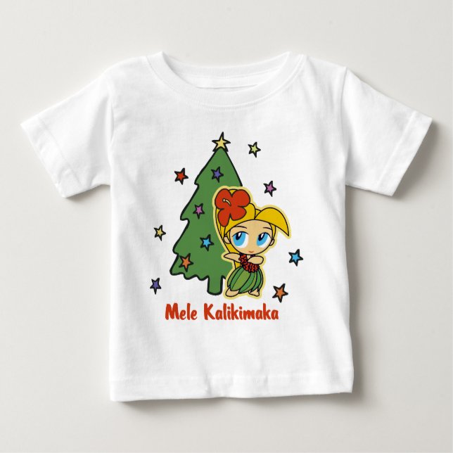 Aloha Honeys Christmas Blond Hula Girl Baby T-Shirt (Front)