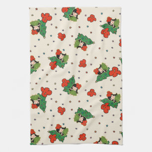 Aloha Honeys Christmas Hawaiian Hula Girl Cream Tea Towel