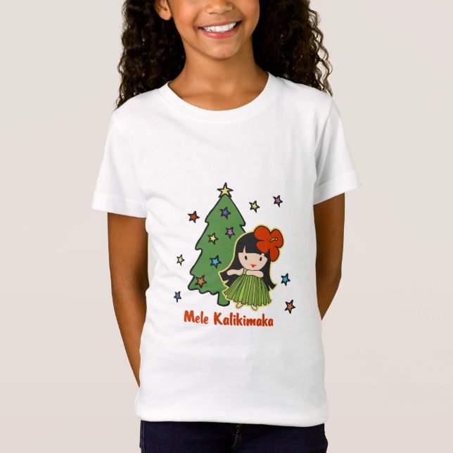 Aloha Honeys Christmas Hawaiian Hula Girl T-Shirt (Front)