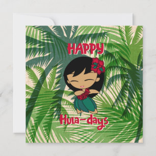 Aloha Honeys Christmas Holiday Hula Girl Palms Card