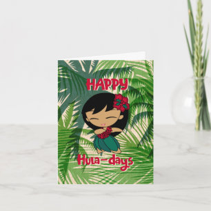 Aloha Honeys Christmas Holiday Hula Girl Palms Card