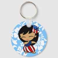 Aloha Honeys Hawaiian Hibiscus Patriotic Key Chain