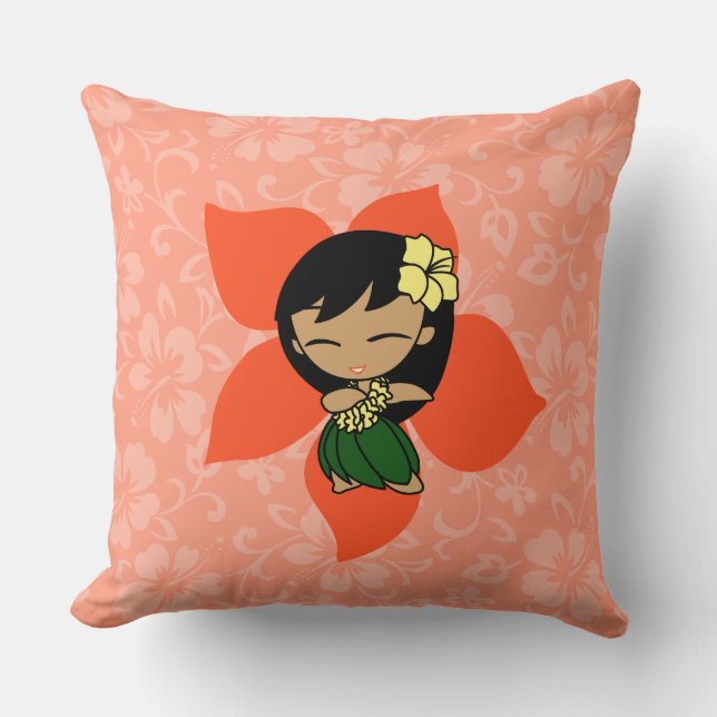 Aloha Honeys Hawaiian Hibiscus Vintage Hula Girl Cushion (Front)