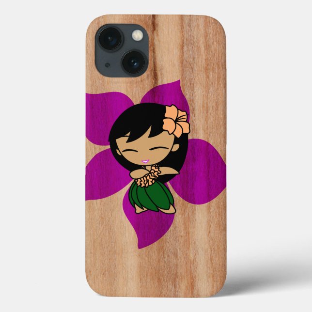 Aloha Honeys Hawaiian Hula Girl Faux Wood Case-Mate iPhone Case (Back)
