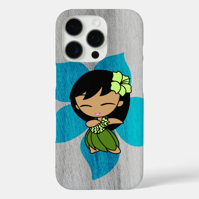Aloha Honeys Hawaiian Hula Girl Faux Wood Turq Case-Mate iPhone Case (Back)