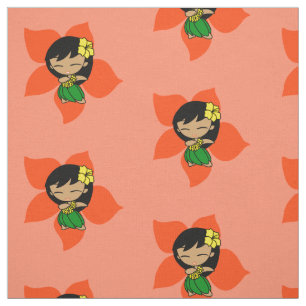 Aloha Honeys Hawaiian Hula Girl Hibiscus Fabric