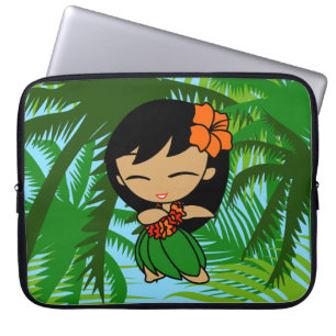 Aloha Honeys Hawaiian Palms Hula Girl Wetsuit Laptop Sleeve