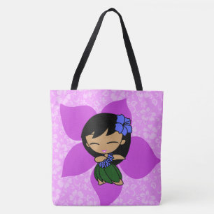 Aloha Honeys Hawaiian Violet Hula Girl Beach Bag