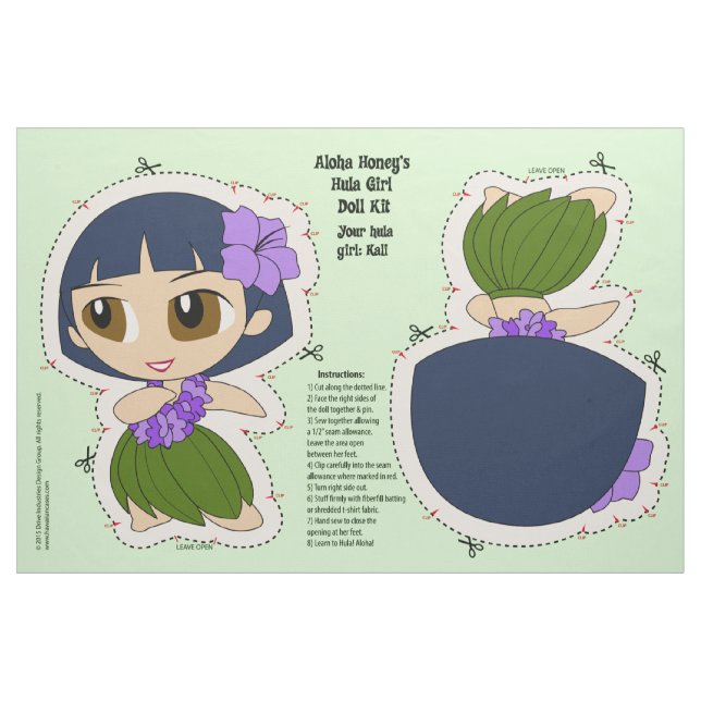 Aloha Honeys Hula Girl Doll Kit and Pattern Fabric (Fat Quarter)