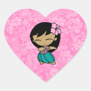 Aloha Honeys Hula Girl Hibiscus Stickers