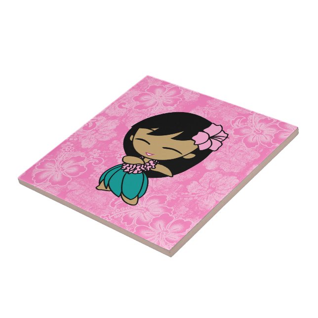Aloha Honeys Hula Girl Hibiscus Tile Trivets (Side)