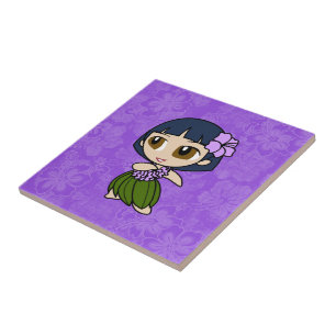 Aloha Honeys Hula Girl Hibiscus Tile Trivets
