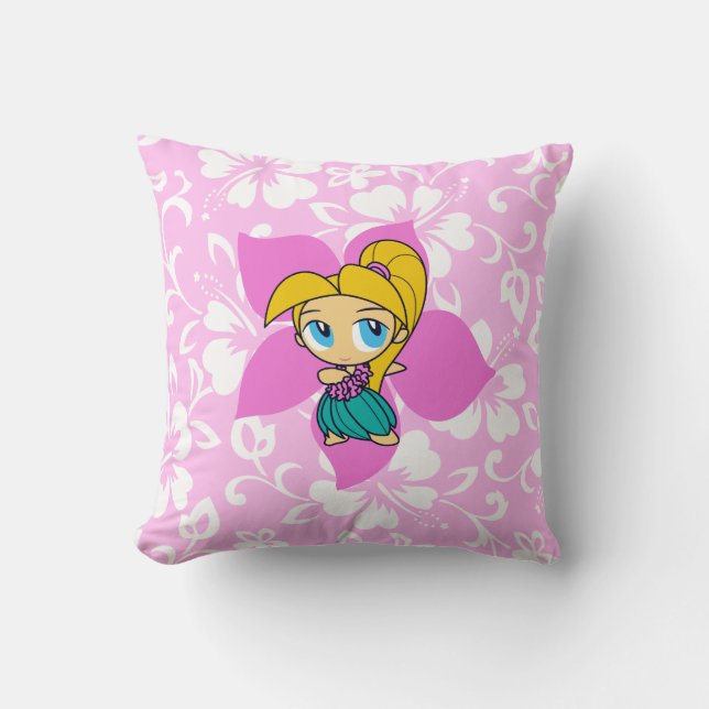 Aloha Honeys Hula Girl Reversible Square Pillows (Front)