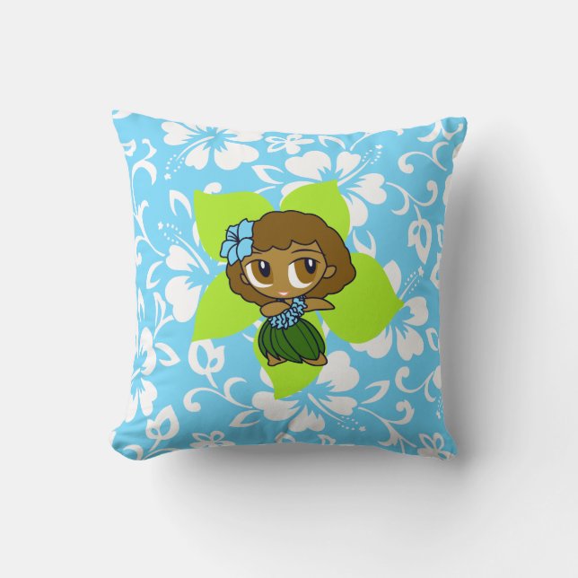Aloha Honeys Hula Girl Reversible Square Pillows (Front)