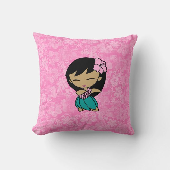 Aloha Honeys Hula Girl Reversible Square Pillows (Front)