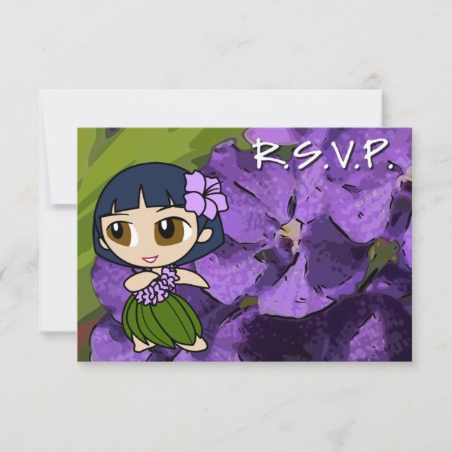 Aloha Honeys Hula Girl RSVP Card (Front)