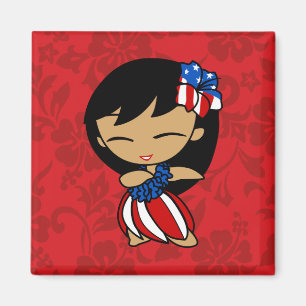 Aloha Honeys Patriotic Hula Girl Magnets
