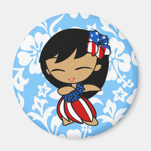 Aloha Honeys Patriotic Hula Girl Magnets