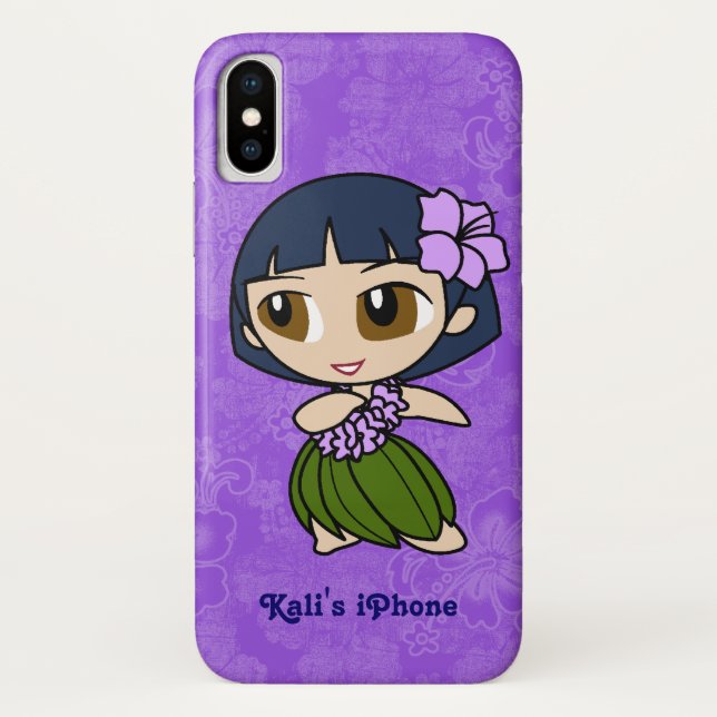 Aloha Honeys Purple Hula Girl Hawaiian Hibiscus Case-Mate iPhone Case (Back)