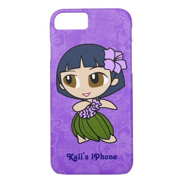 Aloha Honeys Purple Hula Girl Hawaiian Hibiscus Case-Mate iPhone Case (Back)