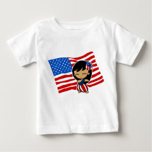 Aloha Honeys USA Flag Hula Girl T-shirts