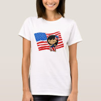 Aloha Honeys USA Flag Hula Girl T-shirts