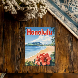 Aloha Honolulu Vintage Travel Poster  Postcard