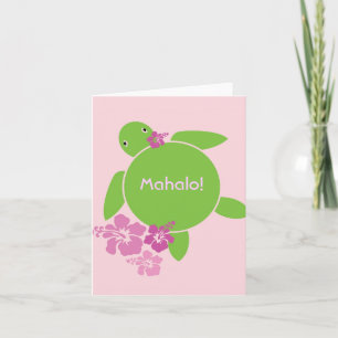 Aloha Honu "Mahalo" Thank You Card - Pink