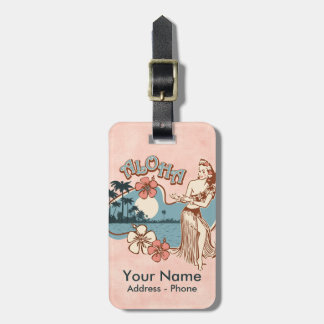 Aloha Hula Girl Luggage Tag