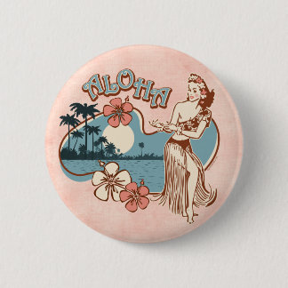 Aloha Hula Girl Pin Button