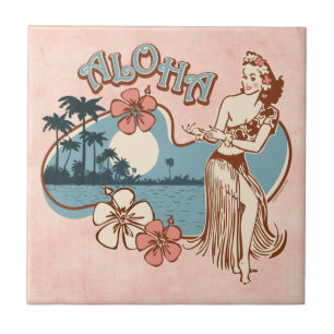 Aloha Hula Girl Tile