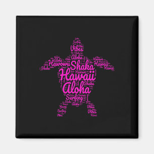 Aloha I Love Hawaii Sea Turtles Shaka Surfing Vibe Magnet
