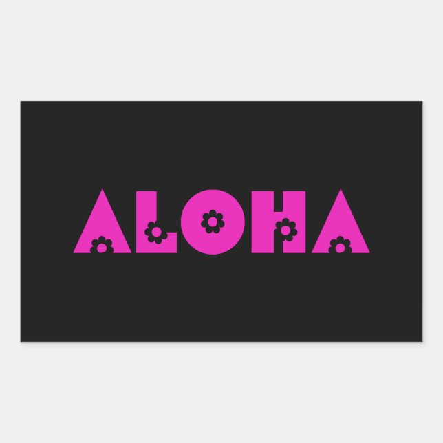 Aloha in Pink Flowers Rectangular Sticker (Front)