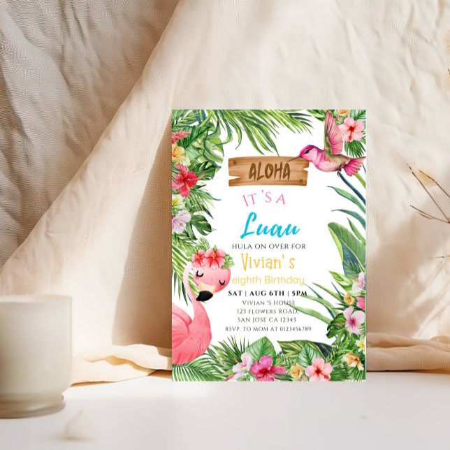Aloha It's a Luau Girl Birthday Party Invitation (Creator Uploaded)