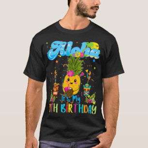 Aloha Its My 9th Birthday 9 Years Girls Hawaiian L T-Shirt