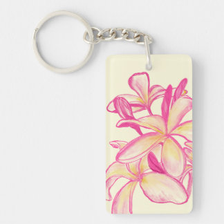 Aloha Keychain with Plumeria Flowers