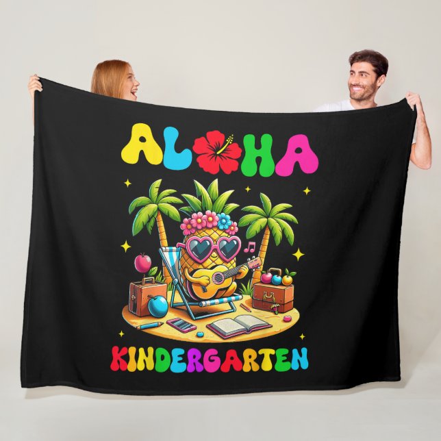 Aloha Kindergarten Pineapple Hawaii Back to School Fleece Blanket (In Situ)
