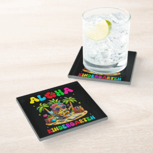 Aloha Kindergarten Pineapple Hawaii Back to School Glass Coaster