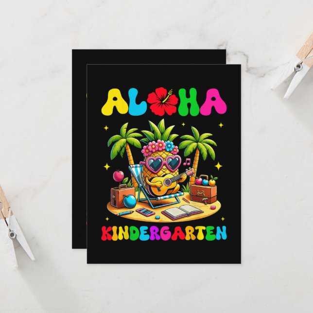 Aloha Kindergarten Pineapple Hawaii Back to School Invitation (Front/Back In Situ)